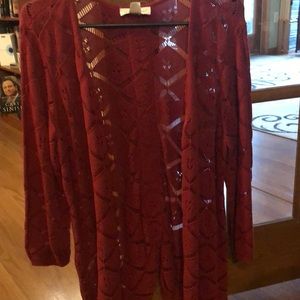 NWT red decorative casual cardigan sweater